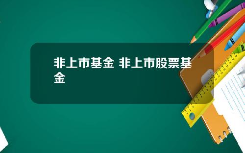 非上市基金 非上市股票基金