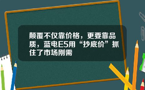 颠覆不仅靠价格，更要靠品质，蓝电E5用“抄底价”抓住了市场刚需