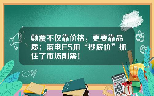 颠覆不仅靠价格，更要靠品质；蓝电E5用“抄底价”抓住了市场刚需！