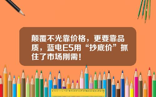 颠覆不光靠价格，更要靠品质，蓝电E5用“抄底价”抓住了市场刚需！