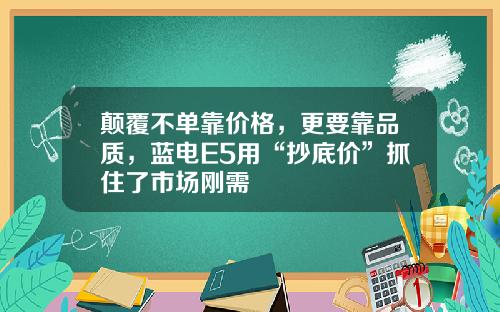 颠覆不单靠价格，更要靠品质，蓝电E5用“抄底价”抓住了市场刚需