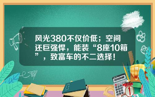风光380不仅价低；空间还巨强悍，能装“8座10箱”，致富车的不二选择！