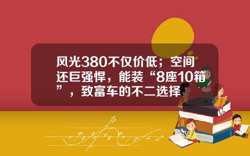 风光380不仅价低；空间还巨强悍，能装“8座10箱”，致富车的不二选择