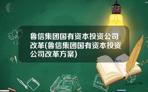 鲁信集团国有资本投资公司改革(鲁信集团国有资本投资公司改革方案)