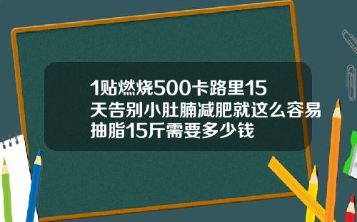 1贴燃烧500卡路里15天告别小肚腩减肥就这么容易抽脂15斤需要多少钱