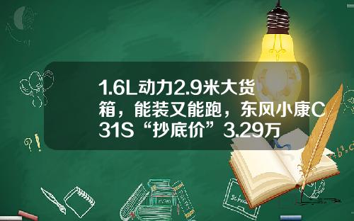 1.6L动力2.9米大货箱，能装又能跑，东风小康C31S“抄底价”3.29万元