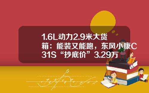 1.6L动力2.9米大货箱：能装又能跑，东风小康C31S“抄底价”3.29万！