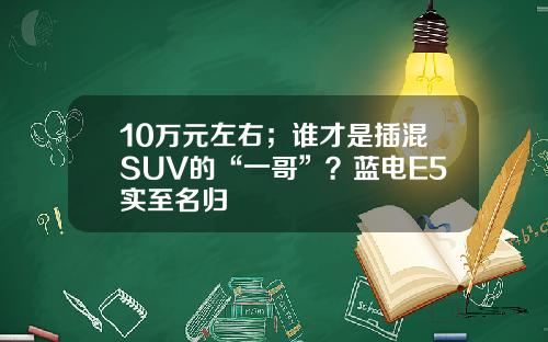 10万元左右；谁才是插混SUV的“一哥”？蓝电E5实至名归