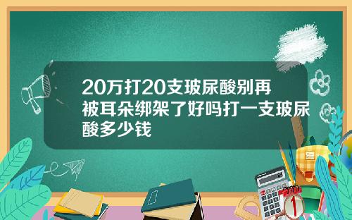 20万打20支玻尿酸别再被耳朵绑架了好吗打一支玻尿酸多少钱