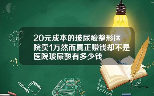20元成本的玻尿酸整形医院卖1万然而真正赚钱却不是医院玻尿酸有多少钱