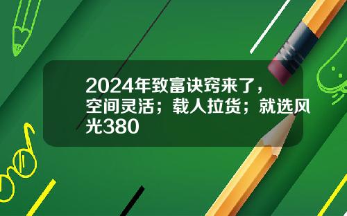 2024年致富诀窍来了，空间灵活；载人拉货；就选风光380