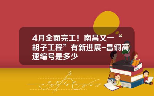 4月全面完工！南昌又一“胡子工程”有新进展-昌铜高速编号是多少