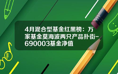 4月混合型基金红黑榜：万家基金莫海波两只产品扑街-690003基金净值
