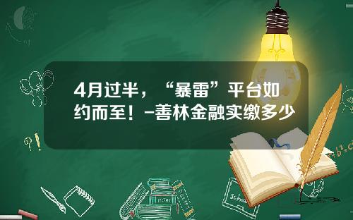 4月过半，“暴雷”平台如约而至！-善林金融实缴多少
