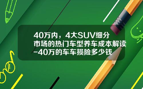 40万内，4大SUV细分市场的热门车型养车成本解读-40万的车车损险多少钱