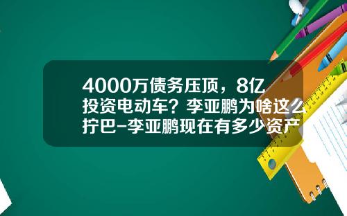 4000万债务压顶，8亿投资电动车？李亚鹏为啥这么拧巴-李亚鹏现在有多少资产