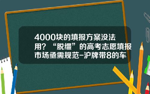 4000块的填报方案没法用？“脱缰”的高考志愿填报市场亟需规范-沪牌带8的车牌多少钱