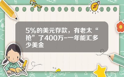 5%的美元存款，有老太“抢”了400万-一年能汇多少美金
