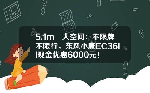 5.1m³大空间：不限牌不限行，东风小康EC36II现金优惠6000元！