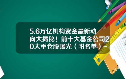 5.6万亿机构资金最新动向大揭秘！前十大基金公司20大重仓股曝光（附名单）-股票基金公司