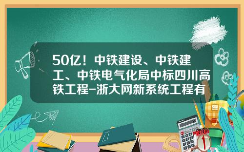 50亿！中铁建设、中铁建工、中铁电气化局中标四川高铁工程-浙大网新系统工程有限公司