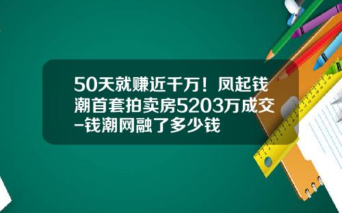 50天就赚近千万！凤起钱潮首套拍卖房5203万成交-钱潮网融了多少钱