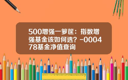 500增强一箩筐：指数增强基金该如何选？-000478基金净值查询