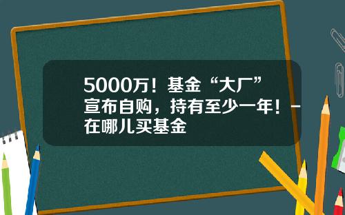 5000万！基金“大厂”宣布自购，持有至少一年！-在哪儿买基金