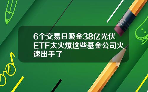 6个交易日吸金38亿光伏ETF太火爆这些基金公司火速出手了