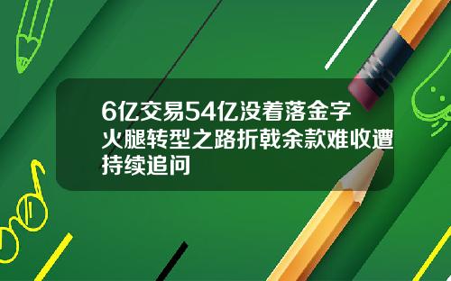 6亿交易54亿没着落金字火腿转型之路折戟余款难收遭持续追问