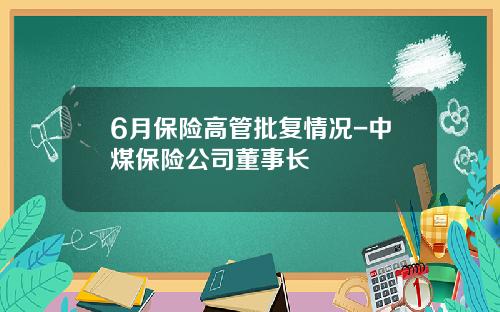 6月保险高管批复情况-中煤保险公司董事长
