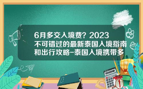 6月多交入境费？2023不可错过的最新泰国入境指南和出行攻略-泰国入境携带多少泰铢