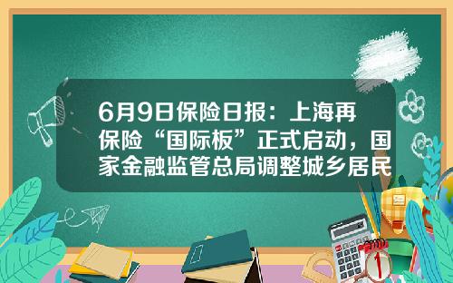 6月9日保险日报：上海再保险“国际板”正式启动，国家金融监管总局调整城乡居民大病保险名单-都邦团体意外险多少钱