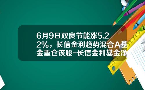 6月9日双良节能涨5.22%，长信金利趋势混合A基金重仓该股-长信金利基金净值今天