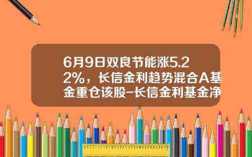 6月9日双良节能涨5.22%，长信金利趋势混合A基金重仓该股-长信金利基金净值今天