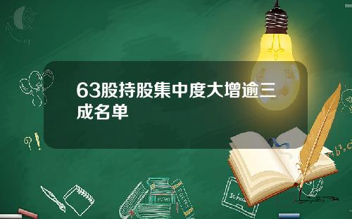 63股持股集中度大增逾三成名单