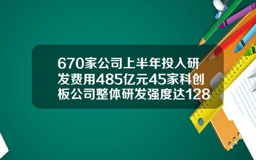 670家公司上半年投入研发费用485亿元45家科创板公司整体研发强度达1281