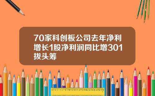 70家科创板公司去年净利增长1股净利润同比增301拔头筹