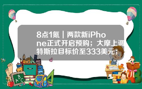 8点1氪｜两款新iPhone正式开启预购；大摩上调特斯拉目标价至333美元；SpaceX计划未来一周内连续发射两批星链卫星-瑞点克郎对人民币1元多少钱