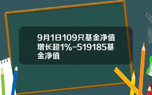9月1日109只基金净值增长超1%-519185基金净值