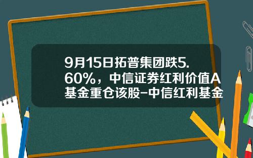 9月15日拓普集团跌5.60%，中信证券红利价值A基金重仓该股-中信红利基金净值
