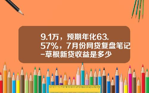 9.1万，预期年化63.57%，7月份网贷复盘笔记-草根新贷收益是多少