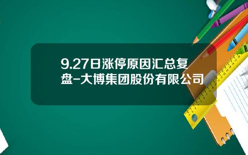 9.27日涨停原因汇总复盘-大博集团股份有限公司