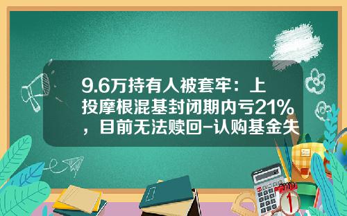 9.6万持有人被套牢：上投摩根混基封闭期内亏21%，目前无法赎回-认购基金失败