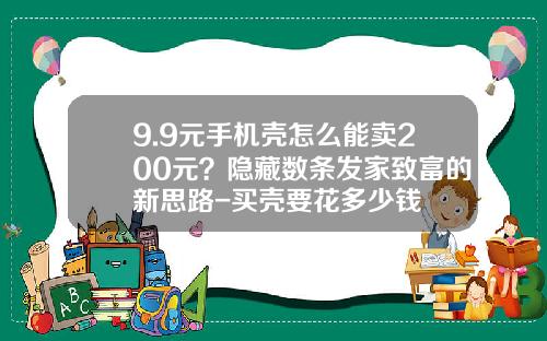 9.9元手机壳怎么能卖200元？隐藏数条发家致富的新思路-买壳要花多少钱