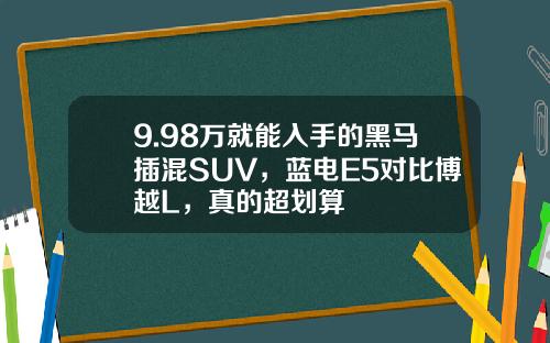 9.98万就能入手的黑马插混SUV，蓝电E5对比博越L，真的超划算