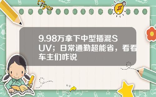 9.98万拿下中型插混SUV；日常通勤超能省，看看车主们咋说