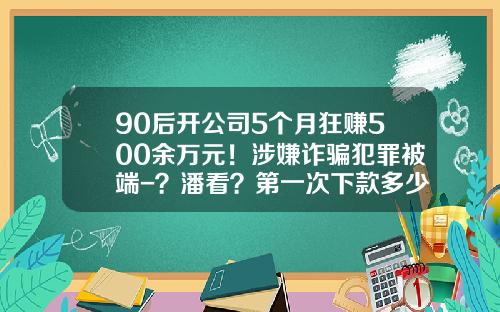 90后开公司5个月狂赚500余万元！涉嫌诈骗犯罪被端-？潘看？第一次下款多少