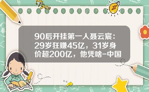 90后开挂第一人聂云宸：29岁狂赚45亿，31岁身价超200亿，他凭啥-中国有多少90后财富