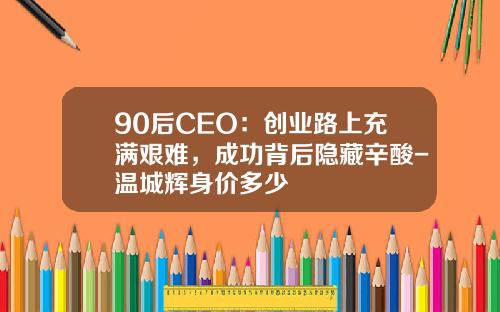 90后CEO：创业路上充满艰难，成功背后隐藏辛酸-温城辉身价多少